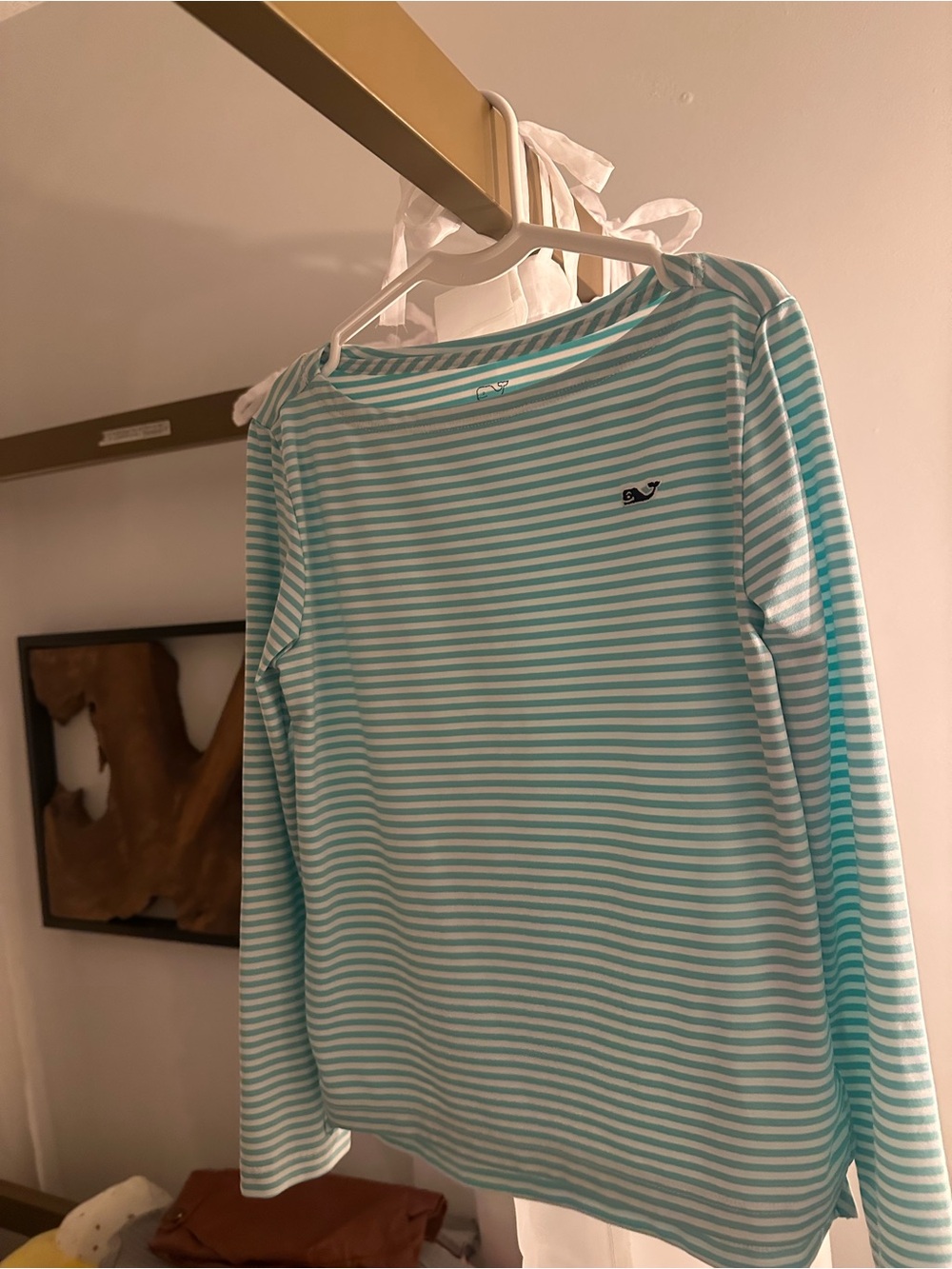 Vineyard Vines Seafoam & White Striped “swim” rash guard top(5/6)